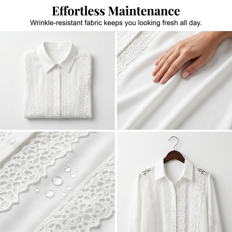 Women’s Elegant Lace Long Sleeve Button Blouse