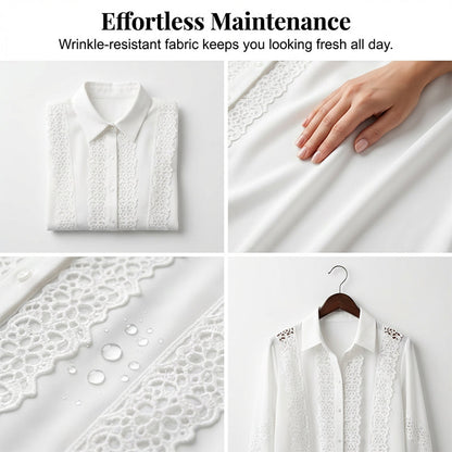 Women’s Elegant Lace Long Sleeve Button Blouse
