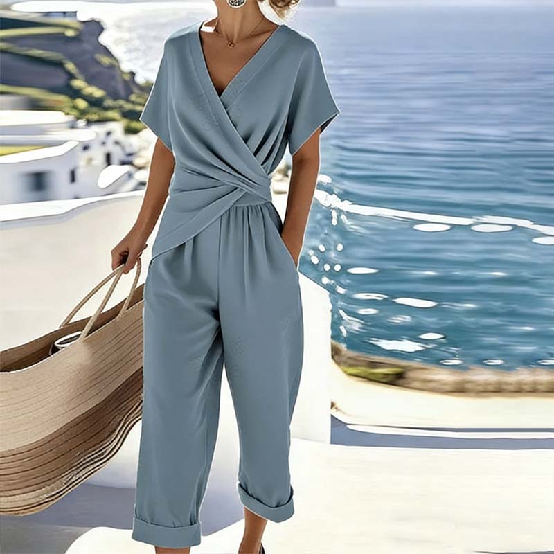 Women's Wrap-Style Two-Piece Trouser Set