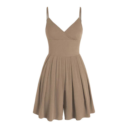 Women's Ribbed V-Neck Romper