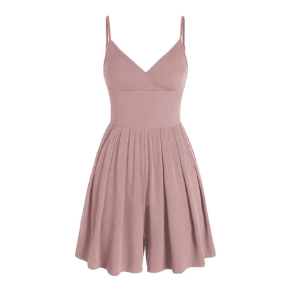 Women's Ribbed V-Neck Romper