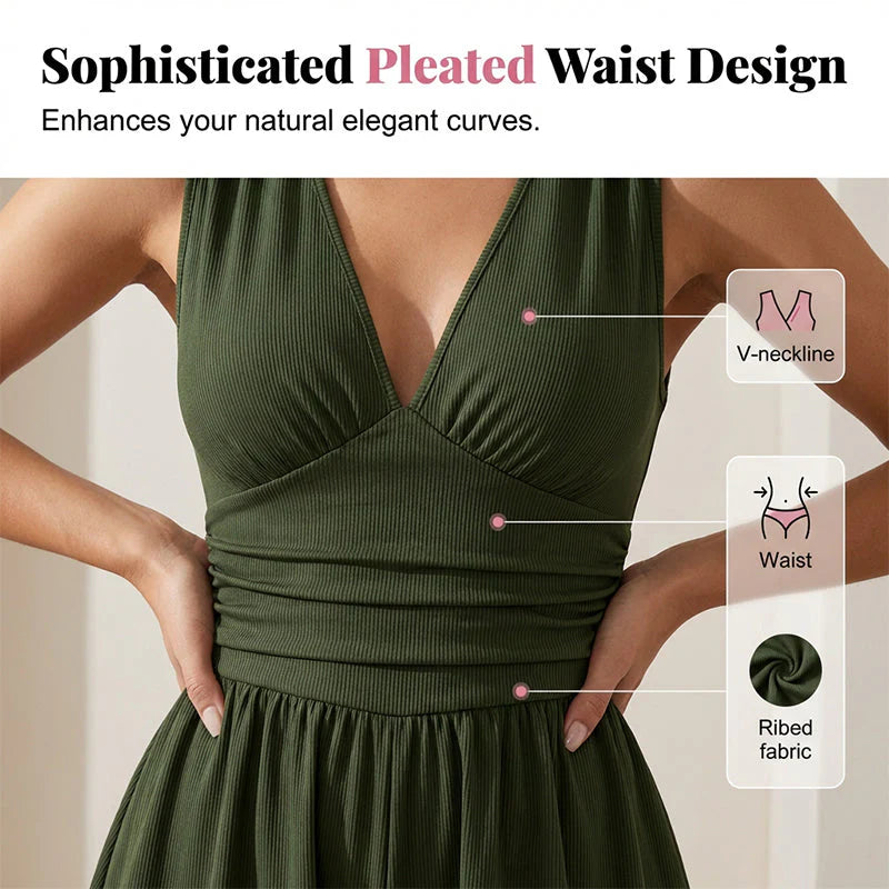 Women’s V-Neck Ruched Waist Romper