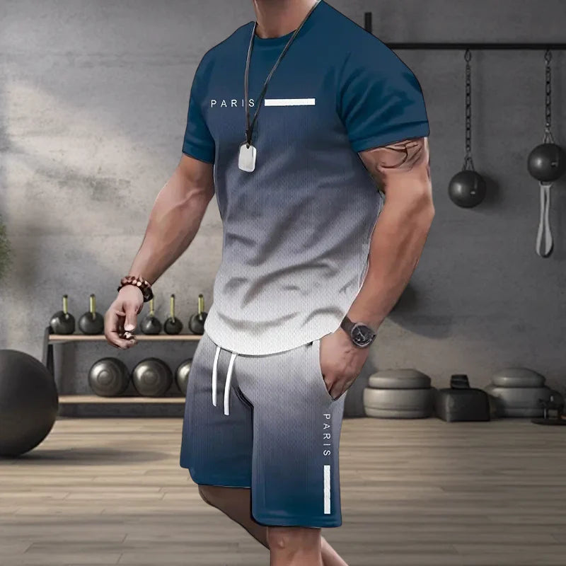 Men’s Gradient T-Shirt and Shorts Set