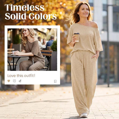 Women's Asymmetric Off-Shoulder Trouser Set