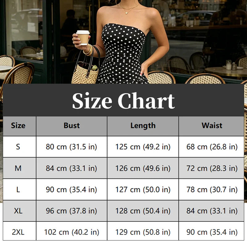 Women’s Strapless Polka Dot Maxi Dress