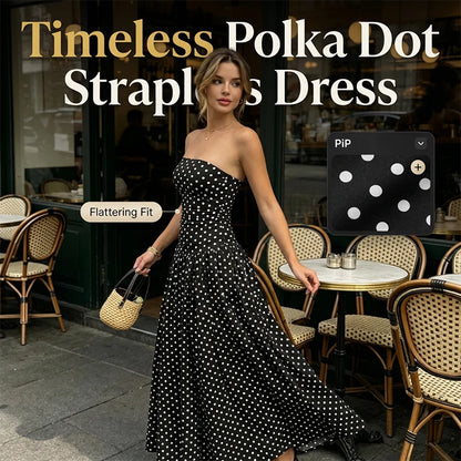 Women’s Strapless Polka Dot Maxi Dress