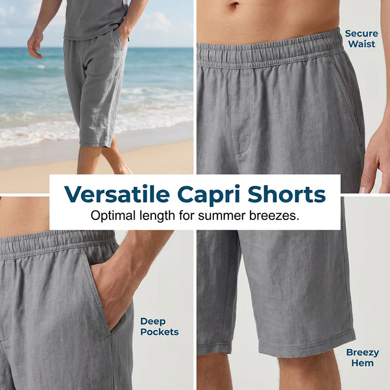 Men’s Linen-Blend Polo Shirt and Shorts Set