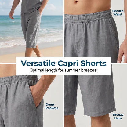 Men’s Linen-Blend Polo Shirt and Shorts Set