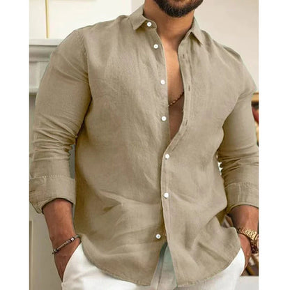Men’s Cotton-Linen Button-Down Shirt
