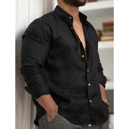 Men’s Cotton-Linen Button-Down Shirt