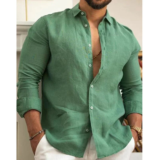 Men’s Cotton-Linen Button-Down Shirt