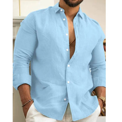 Men’s Cotton-Linen Button-Down Shirt
