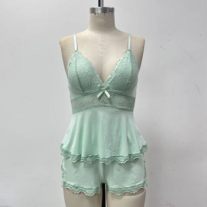 Women’s Lace Trim Cami and Shorts Pyjama Set