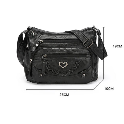 Women's Multi Pocket Leather-Look Crossbody Bag