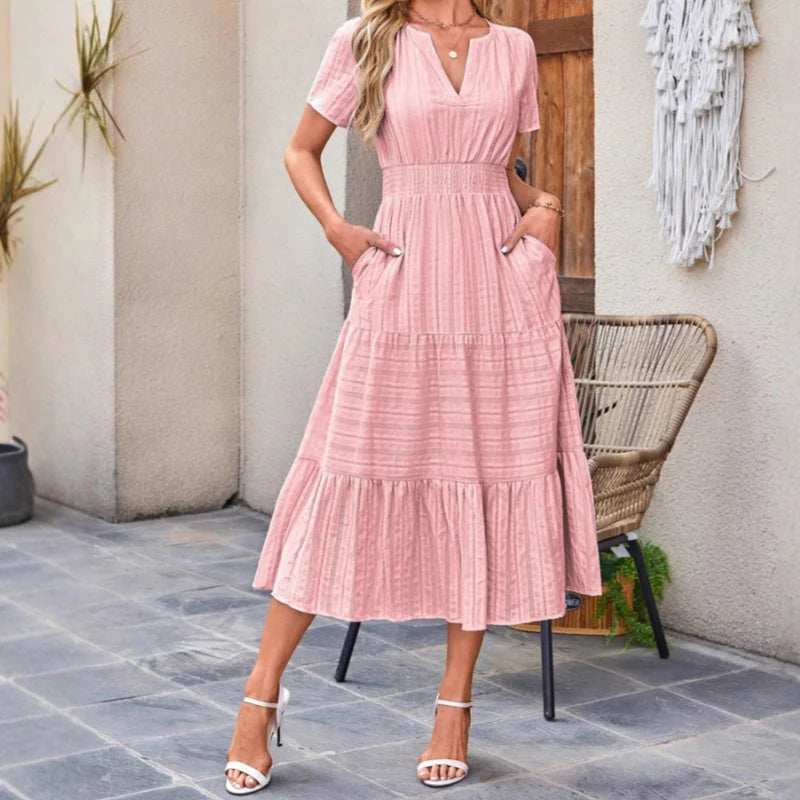 Women’s Tiered V-Neck Midi Dress