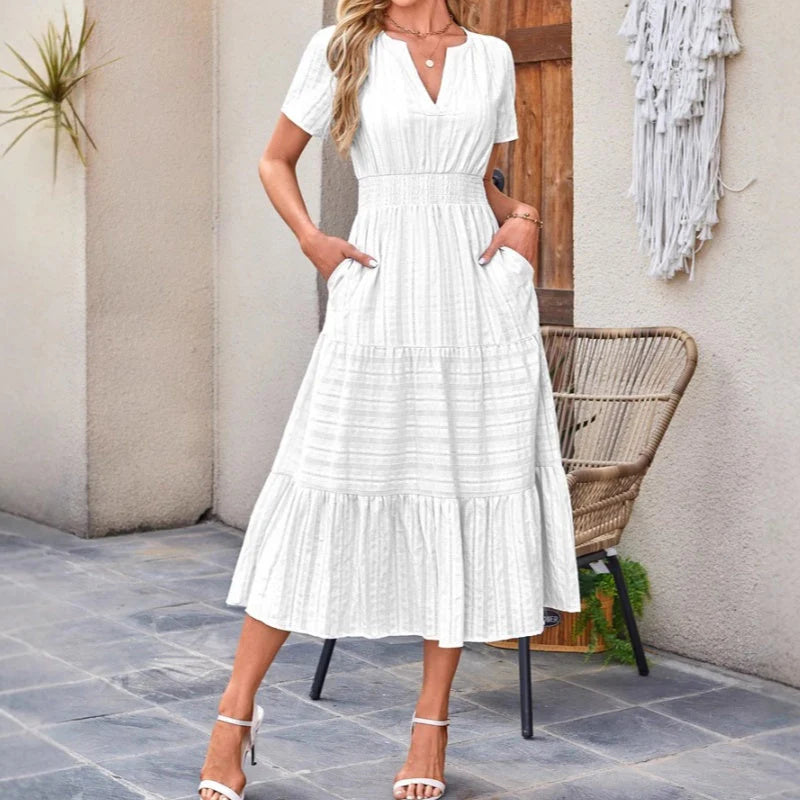 Women’s Tiered V-Neck Midi Dress