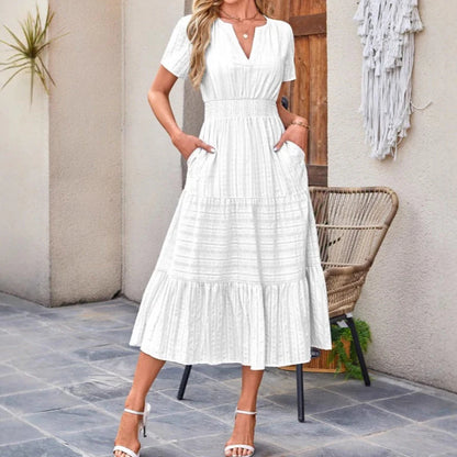 Women’s Tiered V-Neck Midi Dress