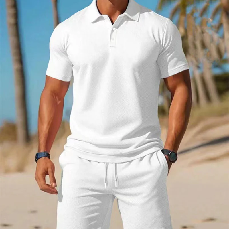 Men’s Polo Shirt and Drawstring Shorts Set