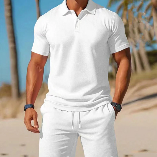 Men’s Polo Shirt and Drawstring Shorts Set