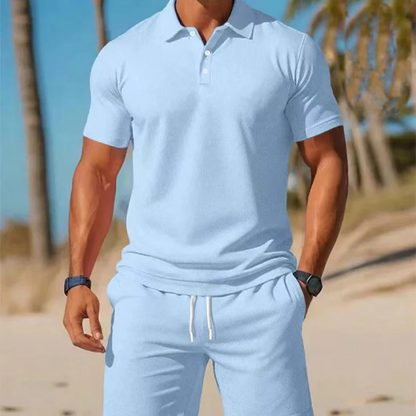 Men’s Polo Shirt and Drawstring Shorts Set