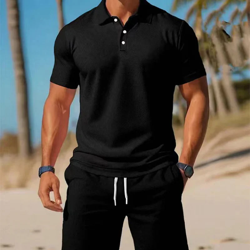 Men’s Polo Shirt and Drawstring Shorts Set