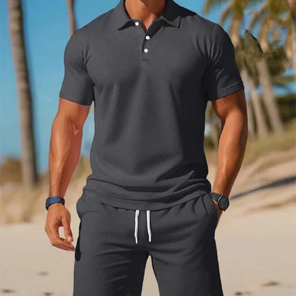 Men’s Polo Shirt and Drawstring Shorts Set
