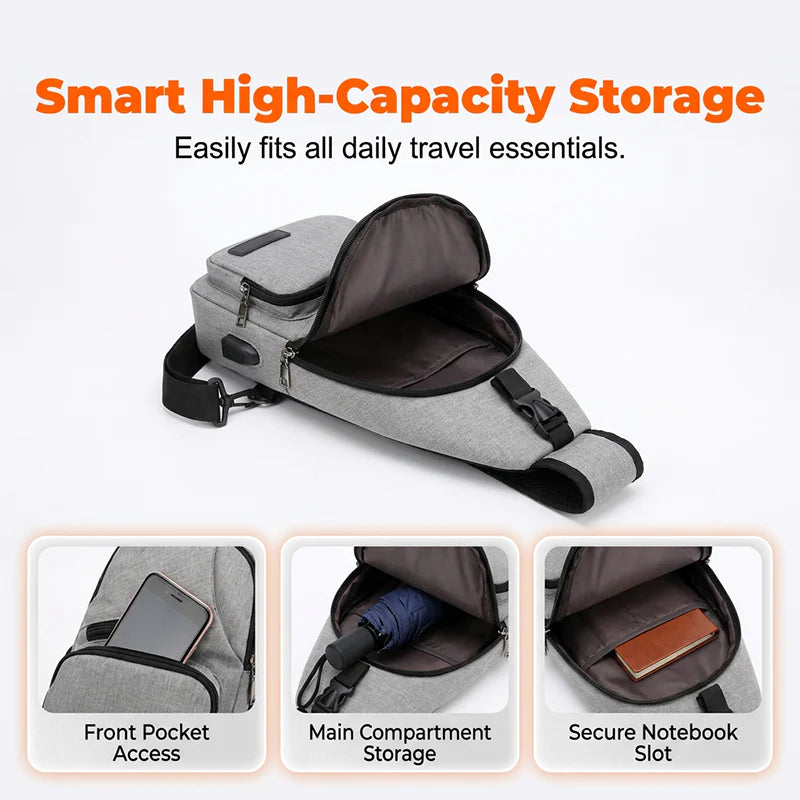 Multi-Pocket Crossbody Sling Bag
