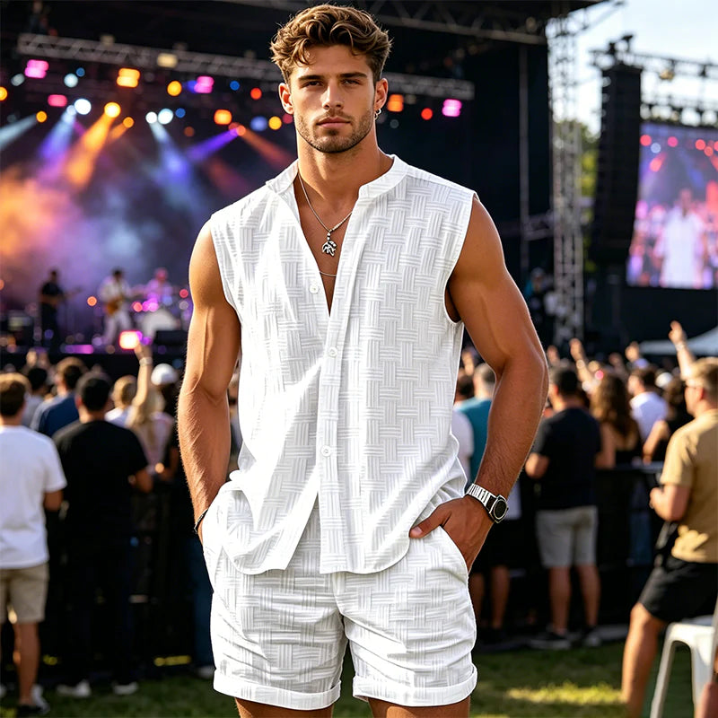 Men’s Sleeveless Shirt and Shorts Set