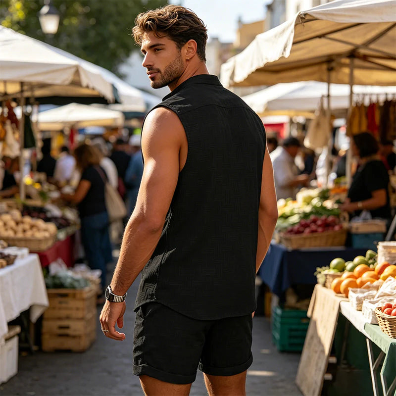 Men’s Sleeveless Shirt and Shorts Set