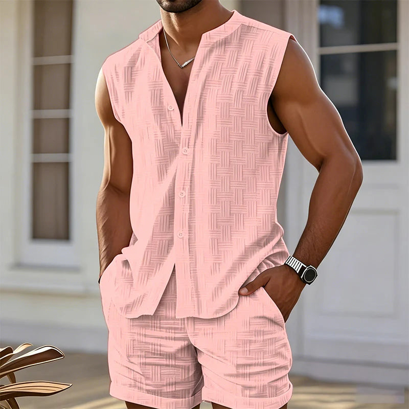 Men’s Sleeveless Shirt and Shorts Set
