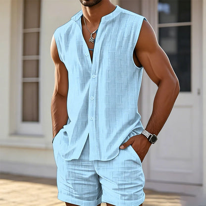 Men’s Sleeveless Shirt and Shorts Set