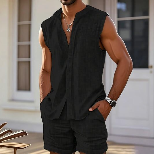Men’s Sleeveless Shirt and Shorts Set