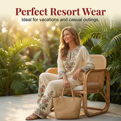 Women's Embroidered Two-Piece Lounge Set