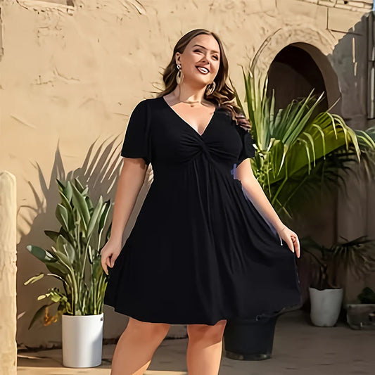 Women's Twist-Front V-Neck Dress