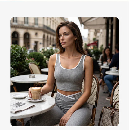 Women’s Cross-Waist Tank and Flared Trousers Set
