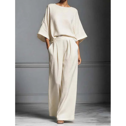 Women’s Relaxed Dolman Top and Wide-Leg Trousers Set