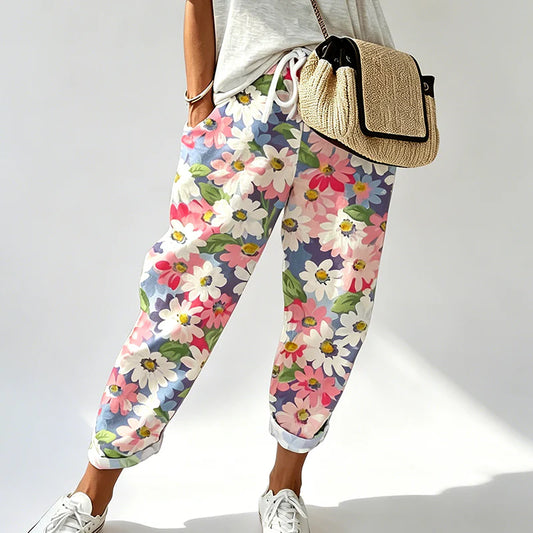 Women’s Floral Drawstring Tapered Trousers