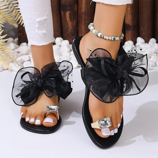 Women's Bow Toe-Loop Flat Sandals