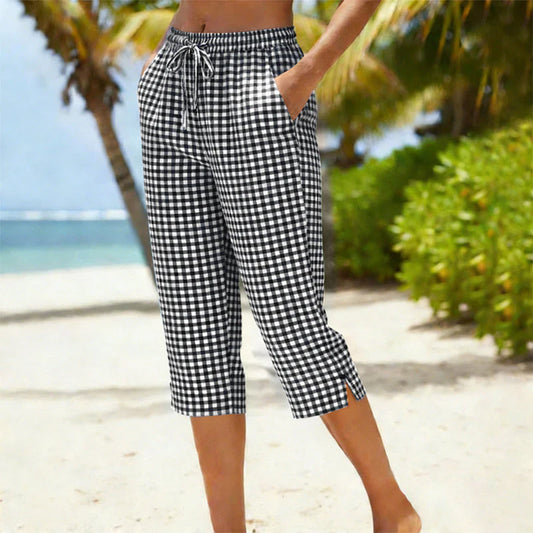 Women’s Gingham Capri Trousers