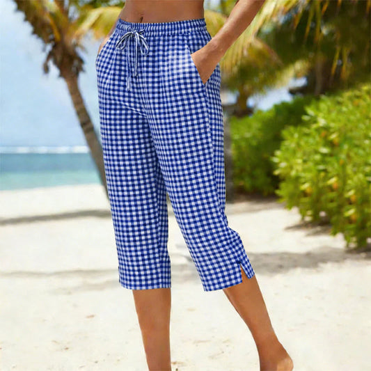 Women’s Gingham Capri Trousers