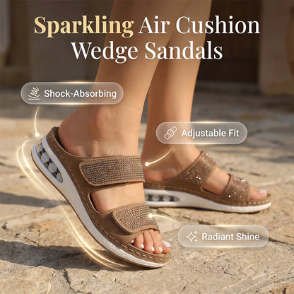 Women's Rhinestone Glitter Wedge Sandals