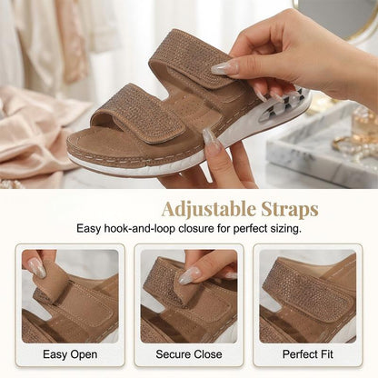 Women's Rhinestone Glitter Wedge Sandals