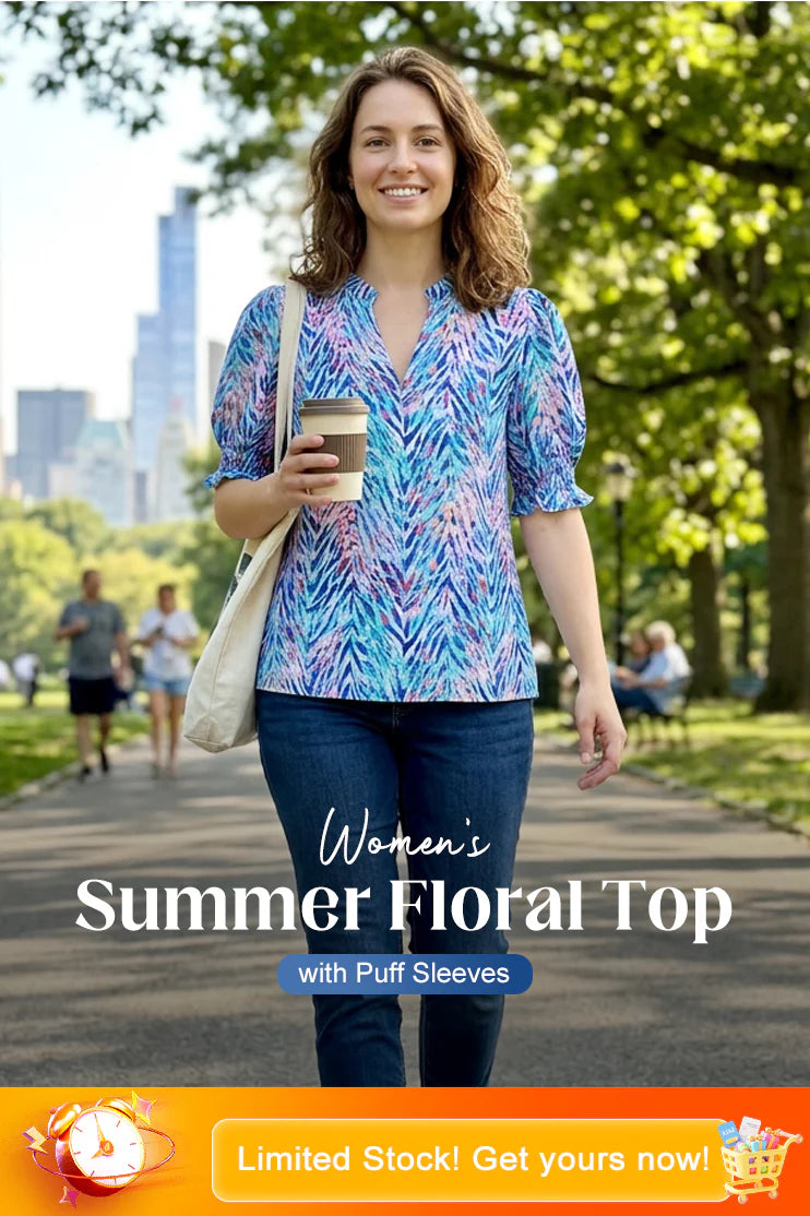 Women's Printed Puff-Sleeve Blouse