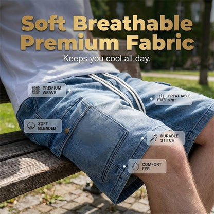 Men's Loose-Fit Denim Cargo Shorts