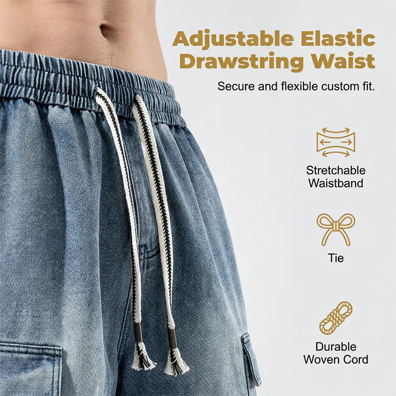 Men's Loose-Fit Denim Cargo Shorts