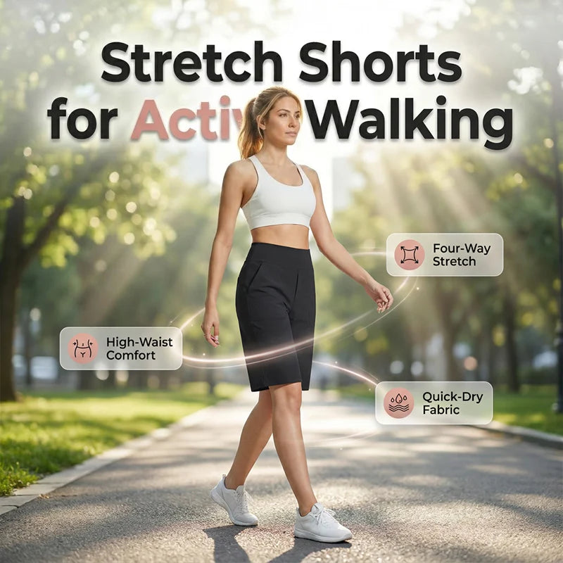 Women's High-Waisted Stretch Walking Shorts