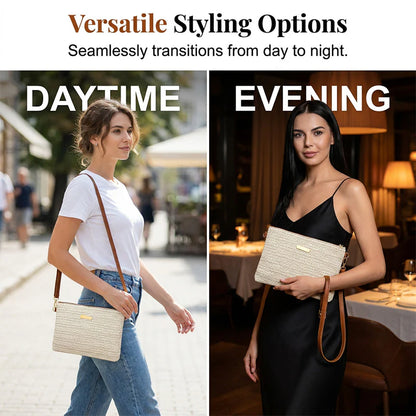 Women's Woven Shoulder and Clutch Bag