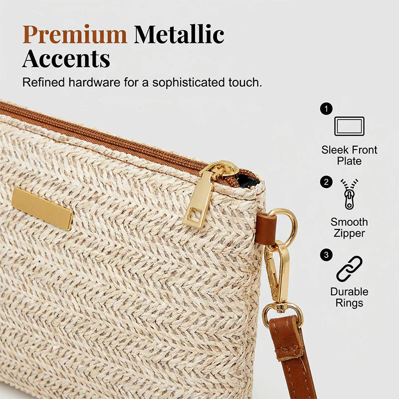 Women's Woven Shoulder and Clutch Bag