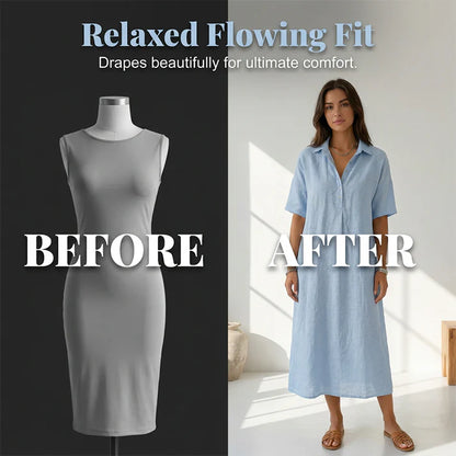 Women's Relaxed Linen-Blend Shirt Dress