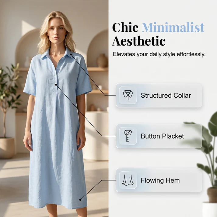 Women's Relaxed Linen-Blend Shirt Dress